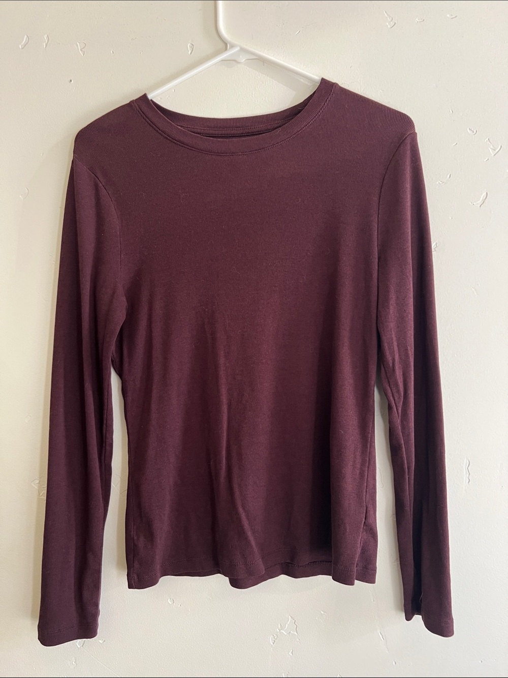 a new day Long Sleeve Crewneck Top in Burgundy